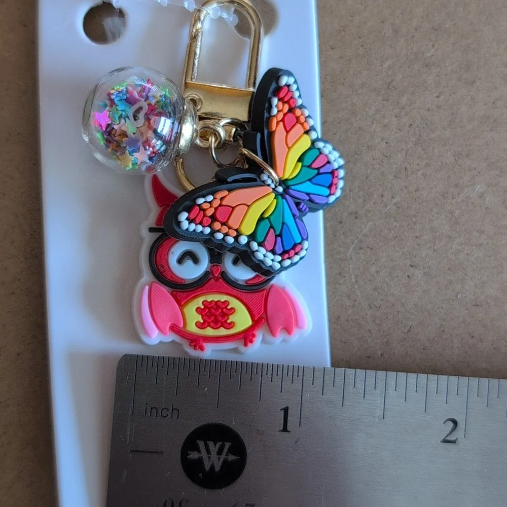 Colorful Owl and Butterfly Charm & Zipper Pull